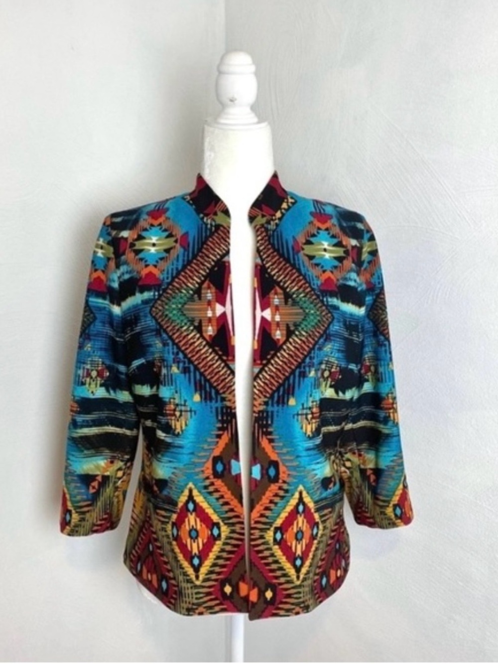 Chico's Multicolor Aztec-Print Open-Front Jacket